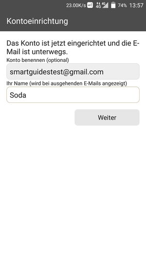 Geben Sie Ihrem Konto einen Namen und geben Sie Ihren Namen ein. Wählen Sie Weiter
