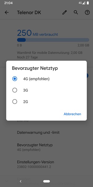 Wählen Sie die gewünschte Option