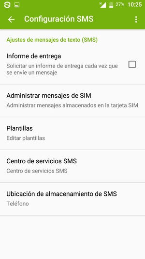Seleccione Centro de servicios SMS