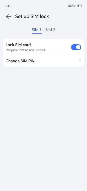 Select SIM 1 or SIM 2 and select Change SIM PIN