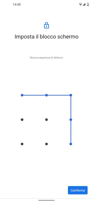 Disegna nuovamente la sequenza di sblocco e seleziona Conferma