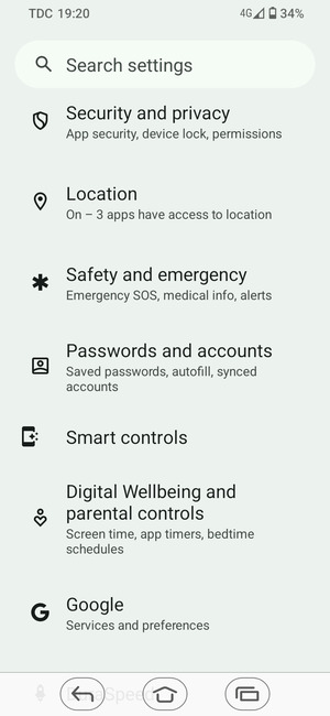 Return to the Settings menu and select Passwords and accounts