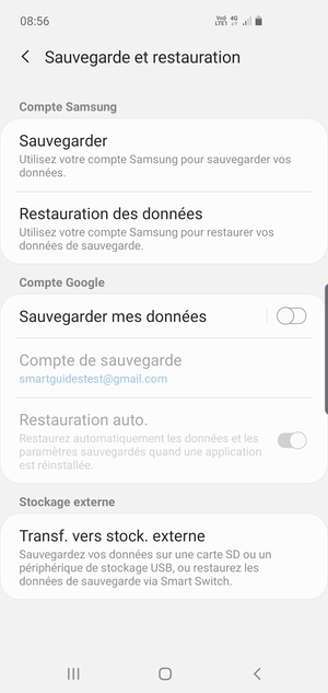 Activer le Sauvegarder mes données