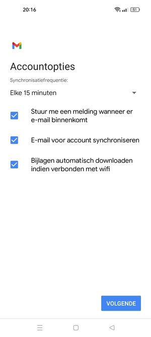Selecteer VOLGENDE