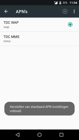 Uw telefoon wordt teruggezet naar standaard internet- en mms-instellingen