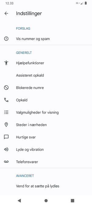 Vælg Telefonsvarer