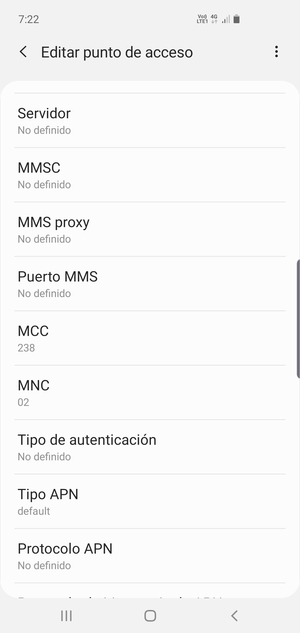 Desplácese hacia abajo e introduzca la información MMS