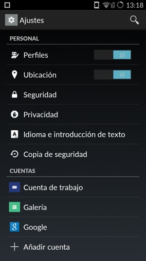 Desplácese y seleccione Ubicación