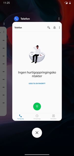 Velg sletteikonet for å lukke alle programmer som kjører