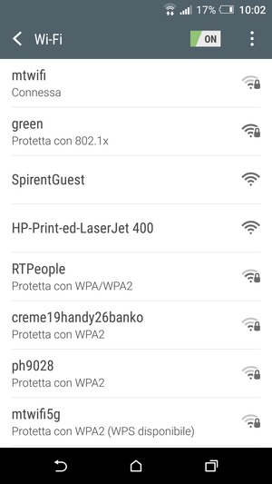 Ora sei connesso alla rete Wi-Fi