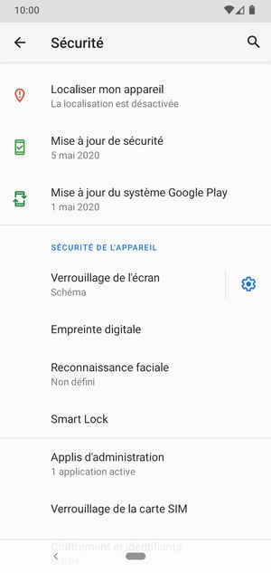 Sélectionnez Verrouillage de la carte SIM