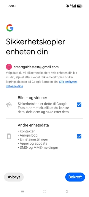 Velg ønsket alternativ og velg Bekreft
