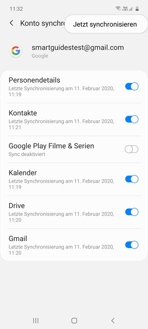 Wählen Sie Jetzt synchronisieren