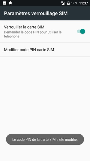 Votre code PIN de la carte SIM a été modifié