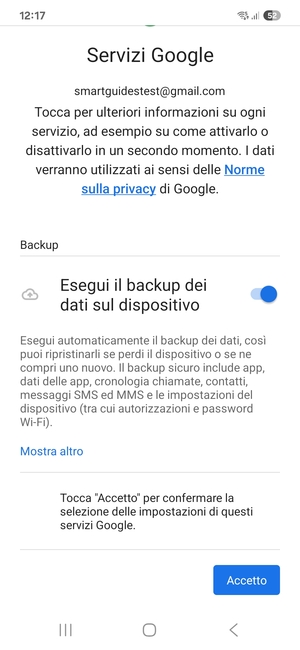 Seleziona Accetto