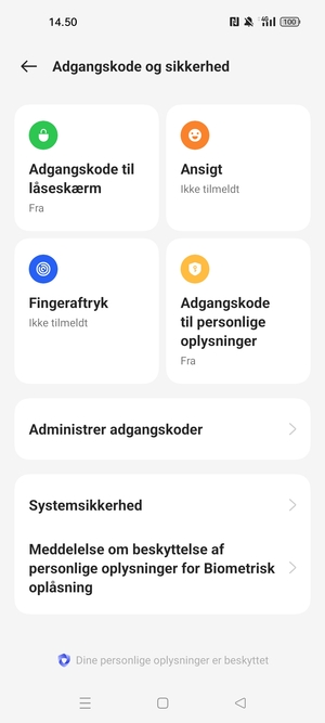 For at aktivere din skærmlås, vend tilbage til menuen Adgangskode og sikkerhed og vælg Adgangskode til låseskærm