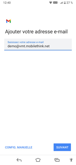 Saisissez votre adresse e-mail et sélectionnez SUIVANT