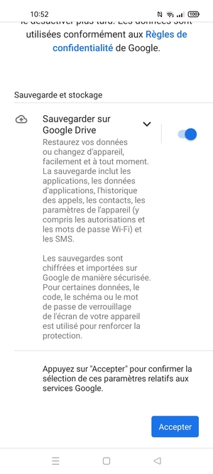 Sélectionnez Accepter