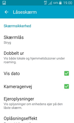 Vælg Skærmlås