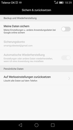 Schalten Sie Meine daten sichern ein