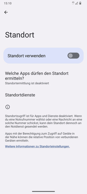 Schalten Sie Standort verwenden aus