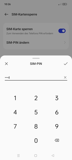 Geben Sie Ihre Aktuelle PIN für die SIM-Karte ein und wählen Sie OK