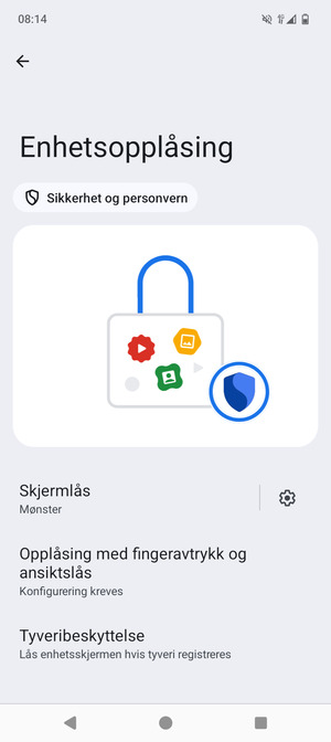 Telefonen din er nå sikret med en skjermlås