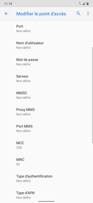 Faites défiler vers le bas et saisissez les informations MMS