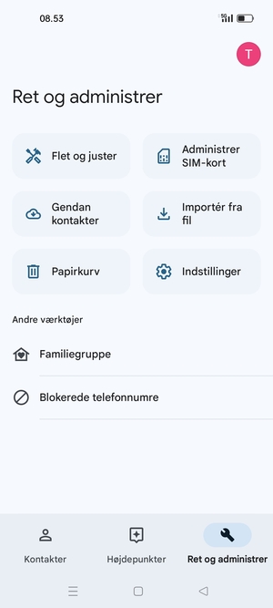 Vælg Administrér SIM-kort