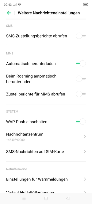Wählen Sie Nachrichtenzentrum