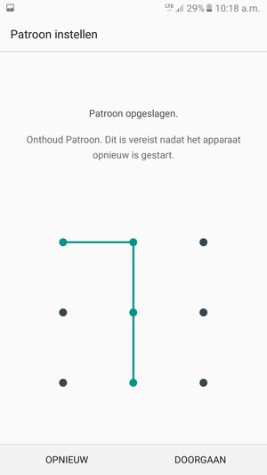 Teken een ontgrendelingspatroon en selecteer DOORGAAN