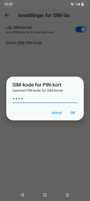 Skriv inn Gjeldende PIN-kode for SIM-kort og velg OK