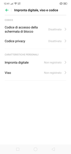 Seleziona Codice di accesso della schermata di blocco