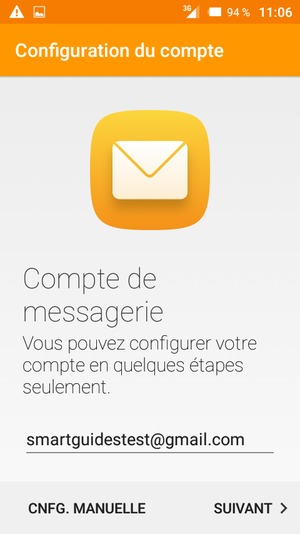 Saisissez votre adresse Gmail ou Hotmail et sélectionnez SUIVANT