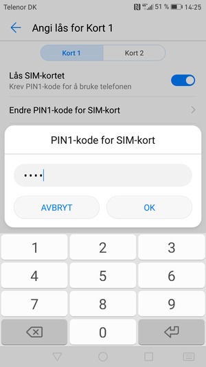 Bekreft din nye PIN-kode for SIM-kort og velg OK