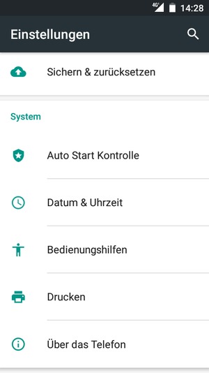 Scrollen Sie und wählen Sie Über das Telefon