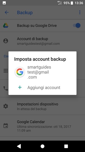 Seleziona il tuo account di backup