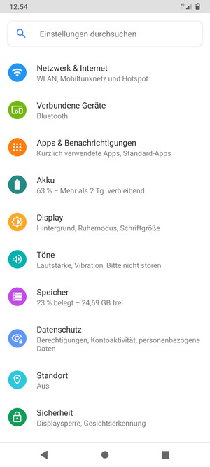 Gehen Sie zurück zum Einstellungen Menü und wählen Sie Akku