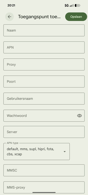Voer internetgegevens in