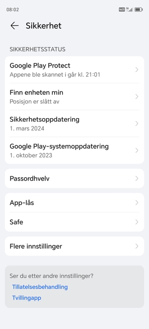 Velg Flere innstillinger