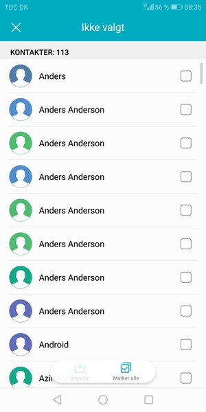 Kryss av i Marker alle avkrysningsboksen