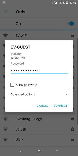 Enter the Wi-Fi password and select CONNECT