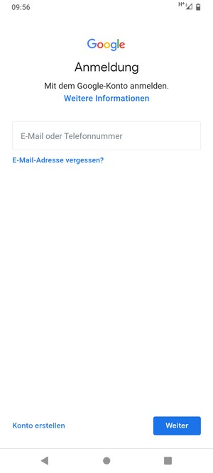 Geben Sie Ihre Gmail Adresse ein und wählen Sie Weiter