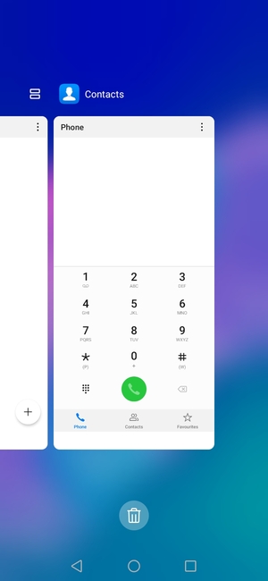 Select the Delete  icon to close all running apps