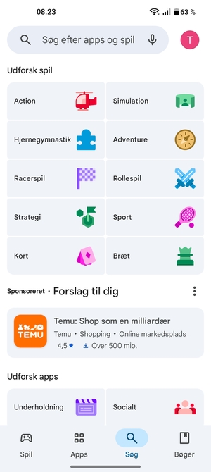 Vælg søgefeltet