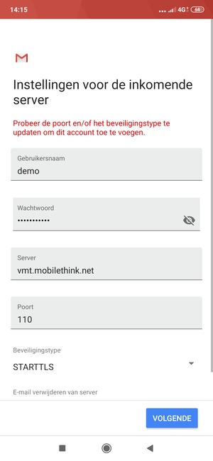 Selecteer Beveiligingstype