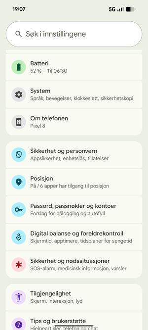 Bla til og velg Posisjon