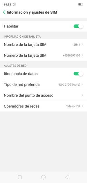 Activar o desactivar Itinerancia de datos