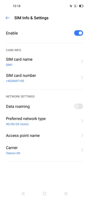 Select Access point name
