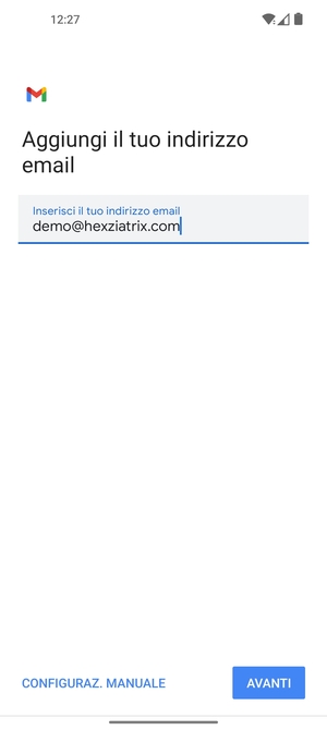 Inserisci il tuo indirizzo email e seleziona AVANTI